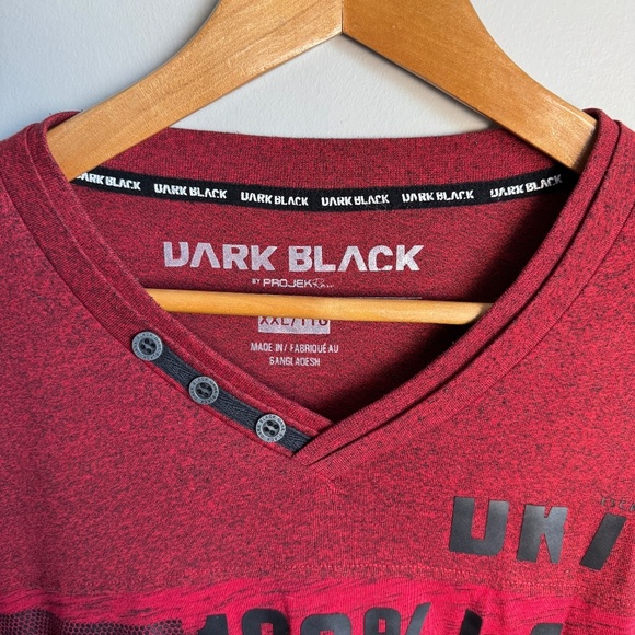 Dark Black by Projek Raw Men's Y2K T-Shirt Long Sleeve Marled Red XXL Streetwear - Picture 2 of 15